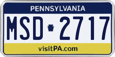 PA license plate MSD2717