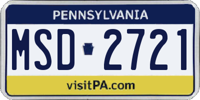 PA license plate MSD2721