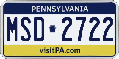 PA license plate MSD2722