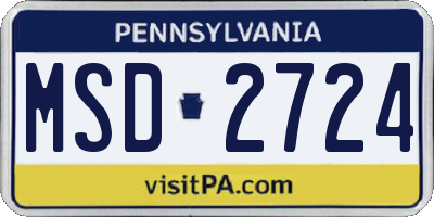 PA license plate MSD2724