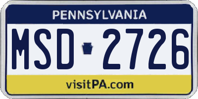 PA license plate MSD2726