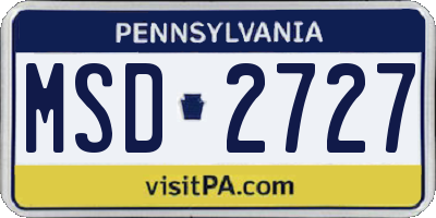 PA license plate MSD2727