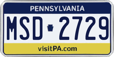 PA license plate MSD2729
