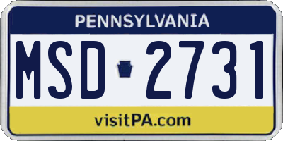PA license plate MSD2731
