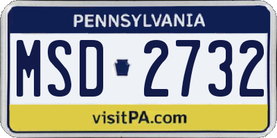 PA license plate MSD2732