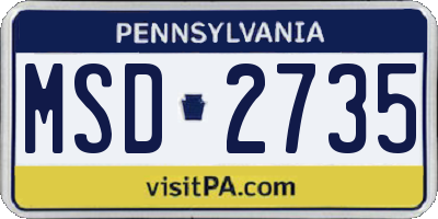 PA license plate MSD2735