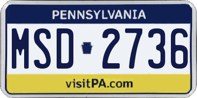 PA license plate MSD2736