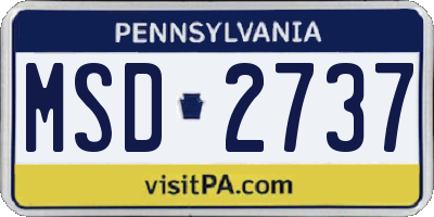 PA license plate MSD2737