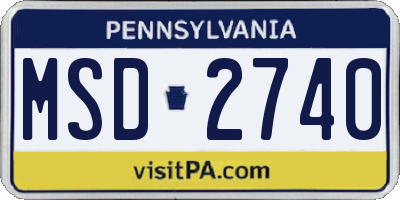 PA license plate MSD2740