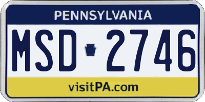 PA license plate MSD2746