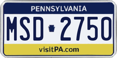 PA license plate MSD2750