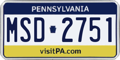 PA license plate MSD2751