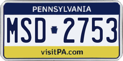 PA license plate MSD2753