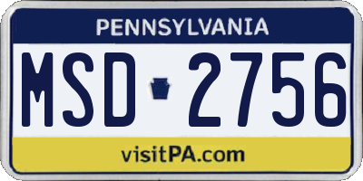 PA license plate MSD2756