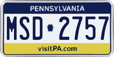 PA license plate MSD2757
