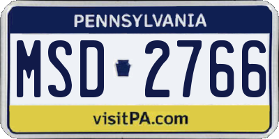 PA license plate MSD2766