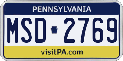 PA license plate MSD2769