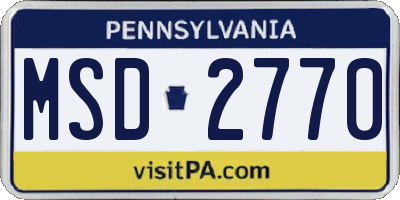 PA license plate MSD2770