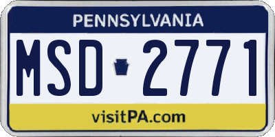 PA license plate MSD2771