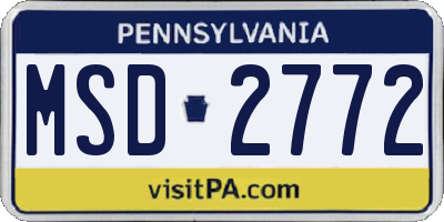 PA license plate MSD2772
