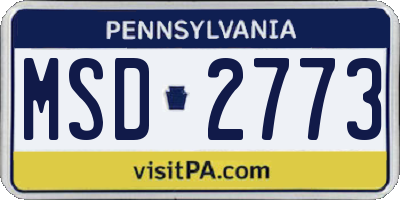 PA license plate MSD2773