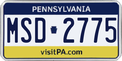 PA license plate MSD2775