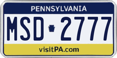 PA license plate MSD2777