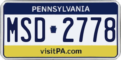 PA license plate MSD2778