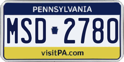 PA license plate MSD2780