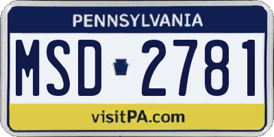 PA license plate MSD2781