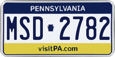 PA license plate MSD2782