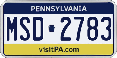 PA license plate MSD2783