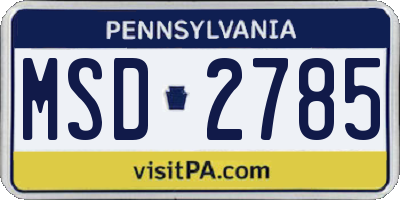 PA license plate MSD2785