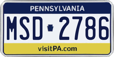 PA license plate MSD2786