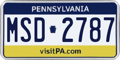 PA license plate MSD2787