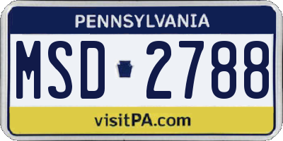 PA license plate MSD2788