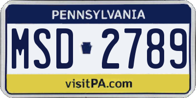 PA license plate MSD2789