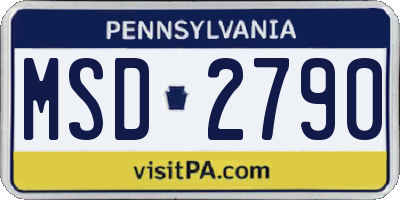 PA license plate MSD2790