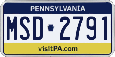 PA license plate MSD2791