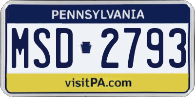 PA license plate MSD2793