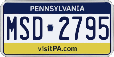 PA license plate MSD2795