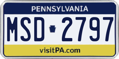 PA license plate MSD2797
