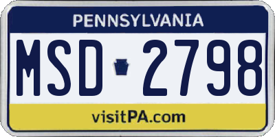PA license plate MSD2798
