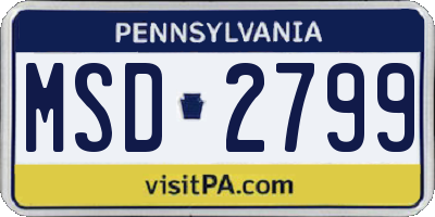 PA license plate MSD2799