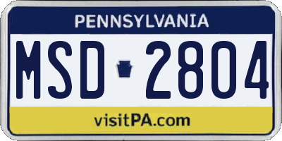 PA license plate MSD2804