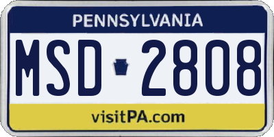 PA license plate MSD2808