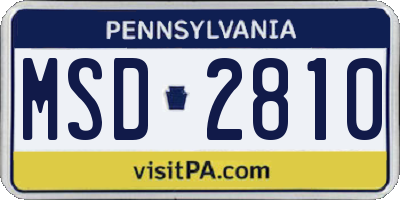 PA license plate MSD2810
