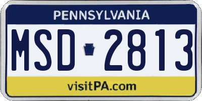 PA license plate MSD2813