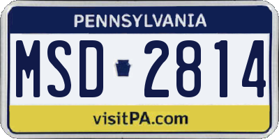PA license plate MSD2814