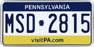 PA license plate MSD2815